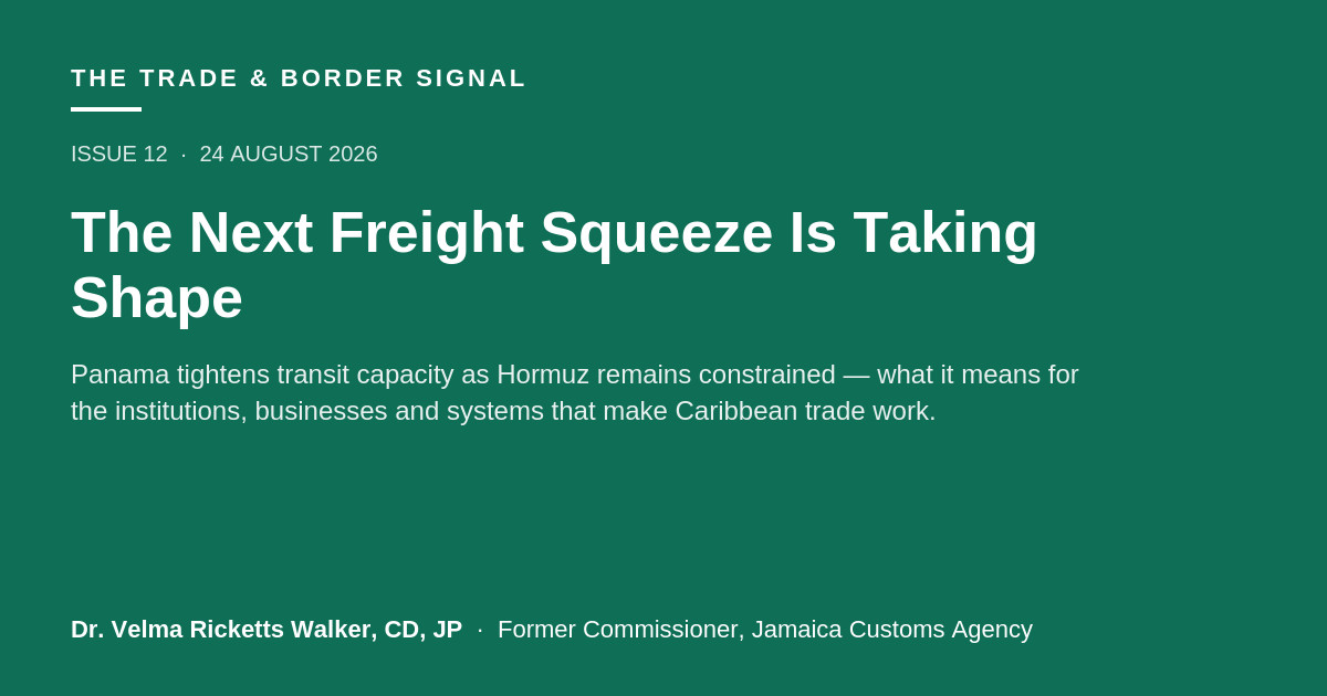 The Next Freight Squeeze Is Taking Shape — Issue 12